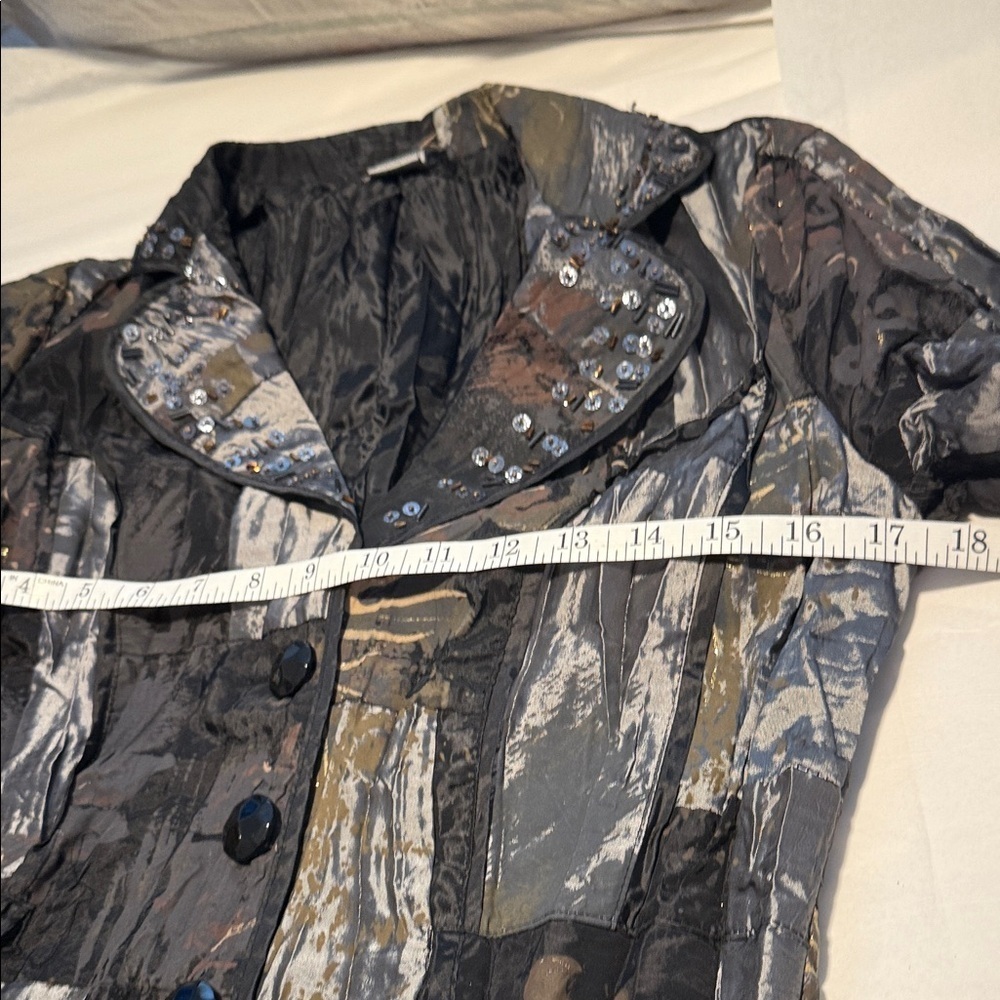 Alberto Makali patchwork blazer jacket three-button sequin embellishments S - Picture 11 of 12